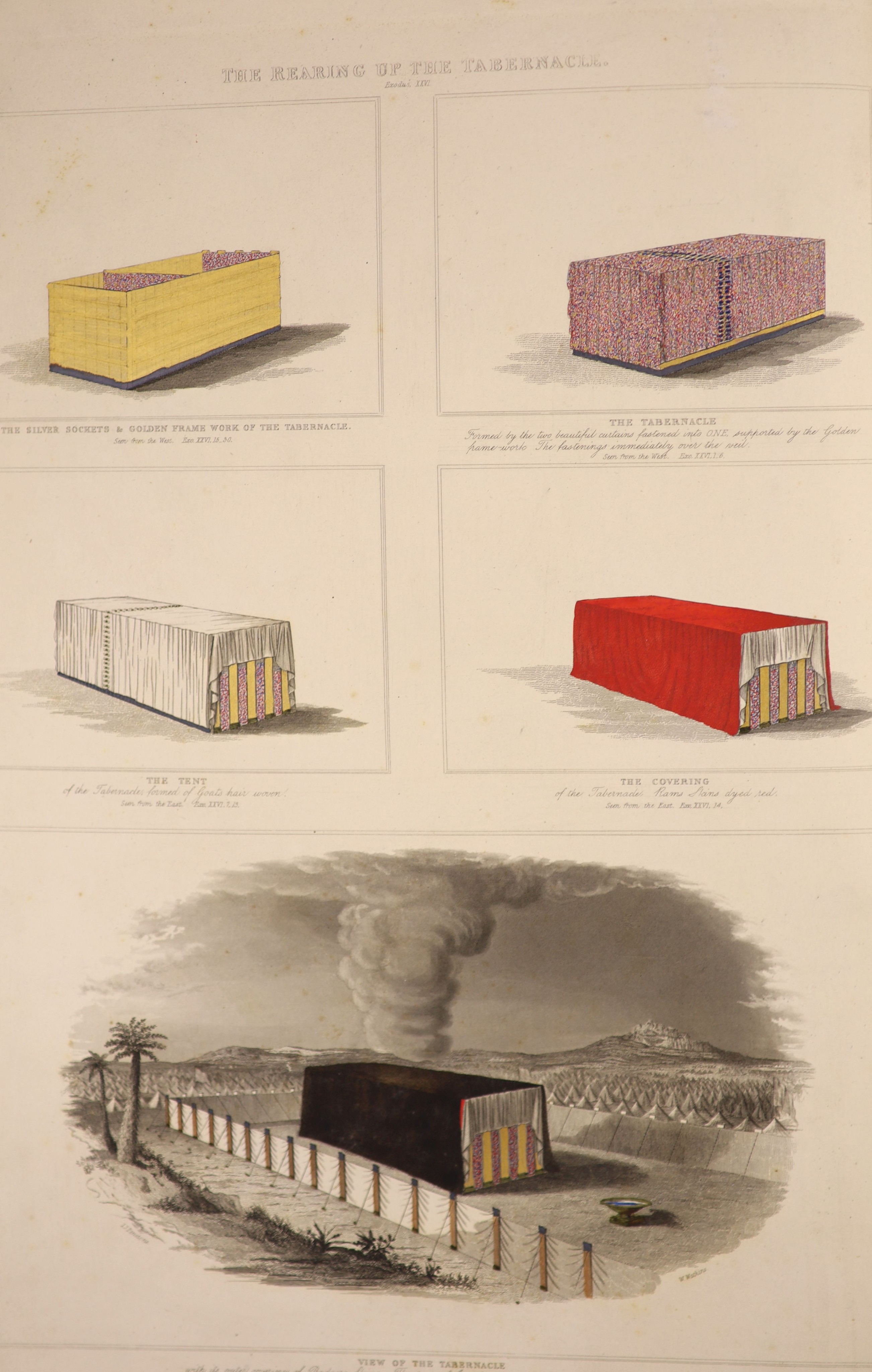 Rhind, W.G - The Tabernacle in the Wilderness, 3rd edition, folio, original cloth, with frontispiece and 3 hand-coloured plates, Samuel Bagster, London, 1844